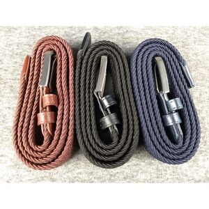 Woven Elastic Braided Belts Set/3‎  Black Rust Navy Men 44" Stretch Casual NWOT